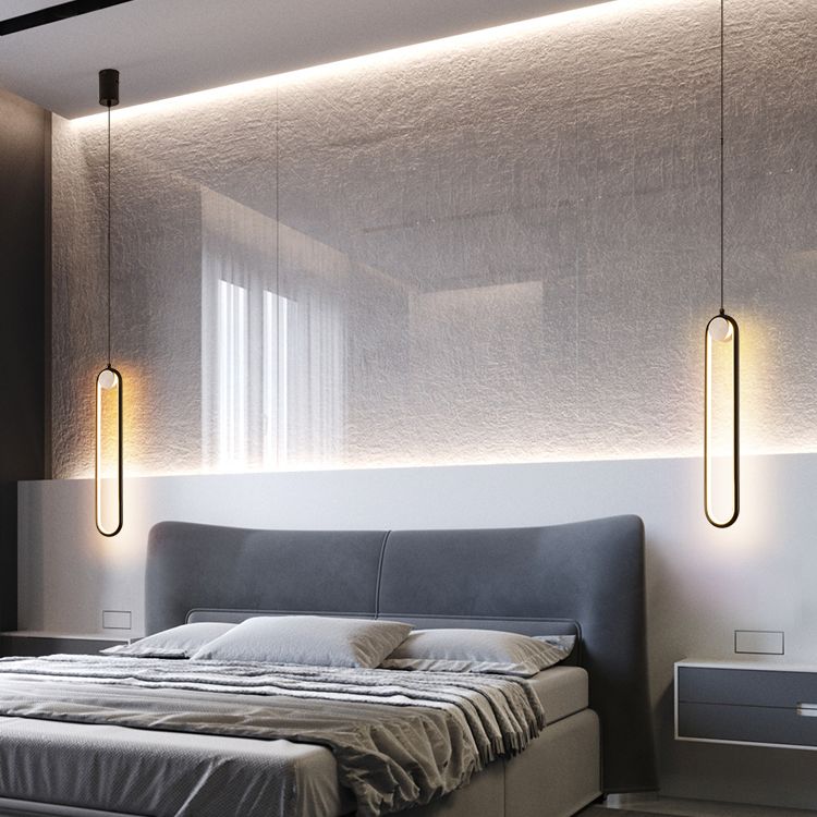 Acrylic Oblong LED Pendant Light in Modern Simplicity Aluminium Hanging Light for Interior Spaces