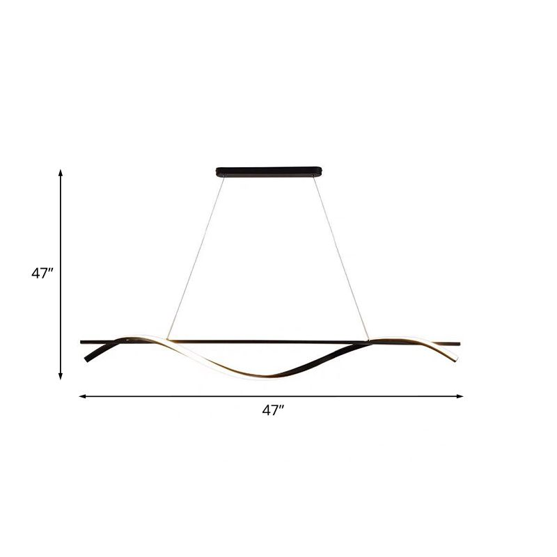 Luce a sospensione dell'isola vorticosa acrilica semplice 39 "/47" W LED Black Black Appeding Benil lampada in luce bianca/calda