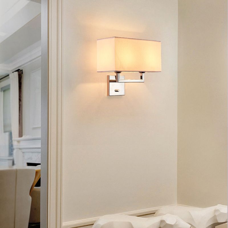 Modernism Sliver Metal Wall Light Fabric Shaded Lighting for Room
