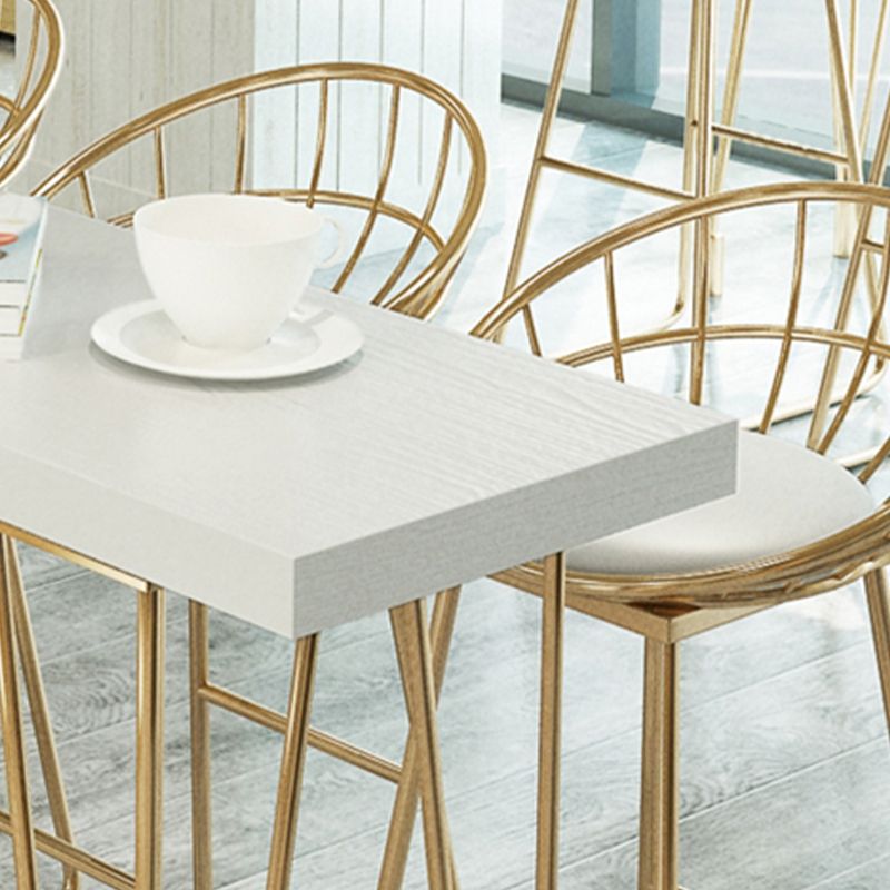 Glam Pine Wood Bar Table Rectangle Table Golden Legs for Milk Tea Shop