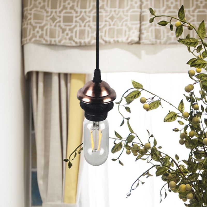 Mini ciondolo industriale illuminazione con lampadina nuda 1 lampada a sospensione regolabile altezza in metallo in bronzo/ottone