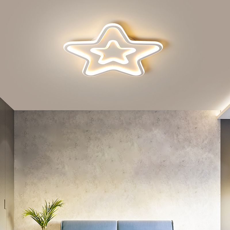 Acrylic Star LED Flush Mount Lamp Simplicity Gold Finish Ceiling Light for Child Room