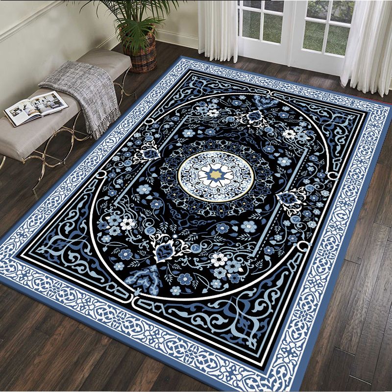 Traditional Multi Color Moroccan Rug Polypropylene Flower Carpet Anti-Slip Backing Pet Friendly Stain Resistant Rug for Living Room