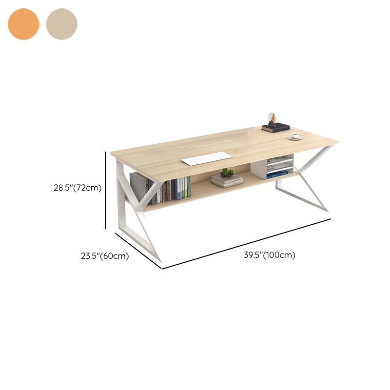 Industrial Curved Computer Desk Sled Office Desk with Storage Shelf