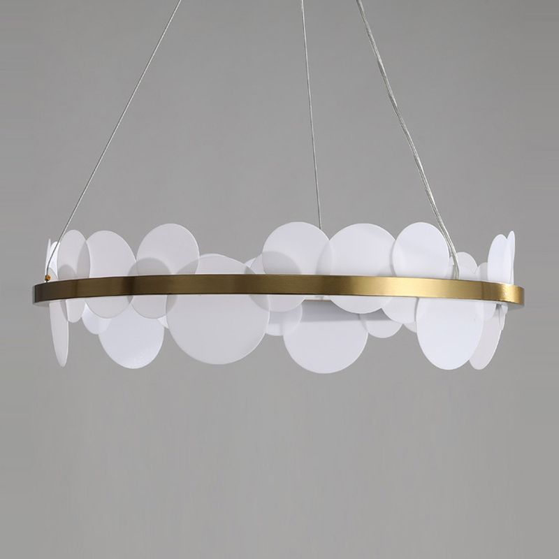 1-Light Suspension Light Modern Style Ring Shape Metal Acrylic Chandelier Light Fixtures