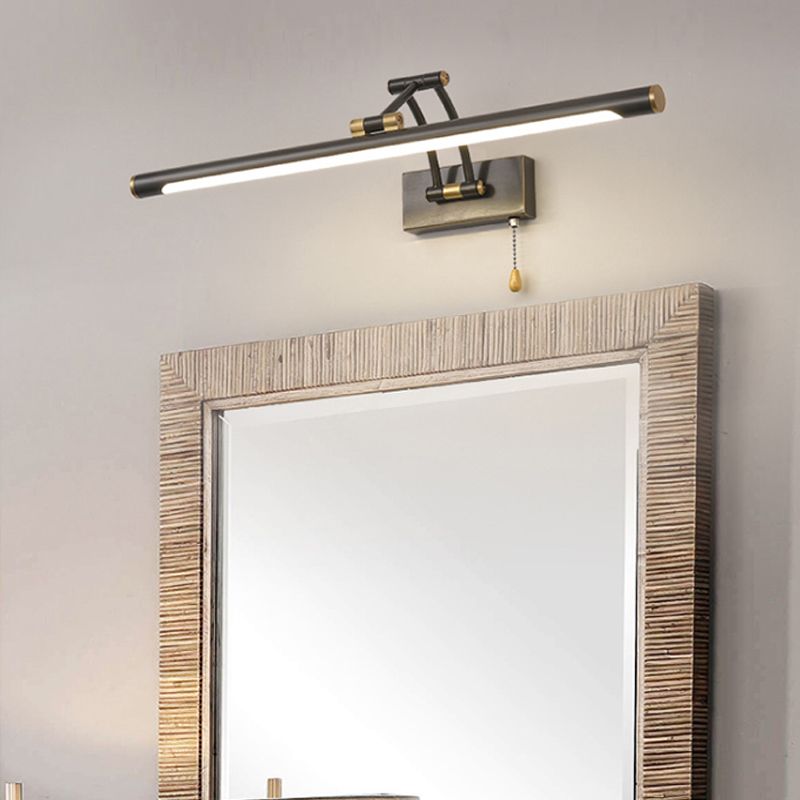 Modern Style Linear Shade Wall Sconce Metal 1-Light Mirror Wall Mounted Lighting