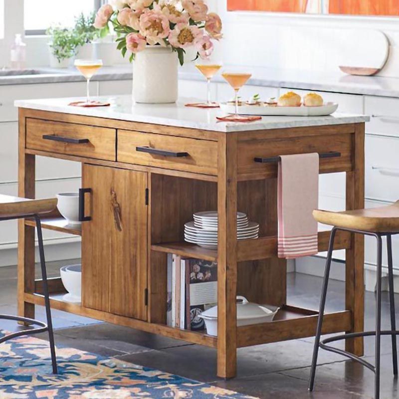 Modern Stationary Kitchen Island Table Sintered Stone Kitchen Island Table with Towel Rack