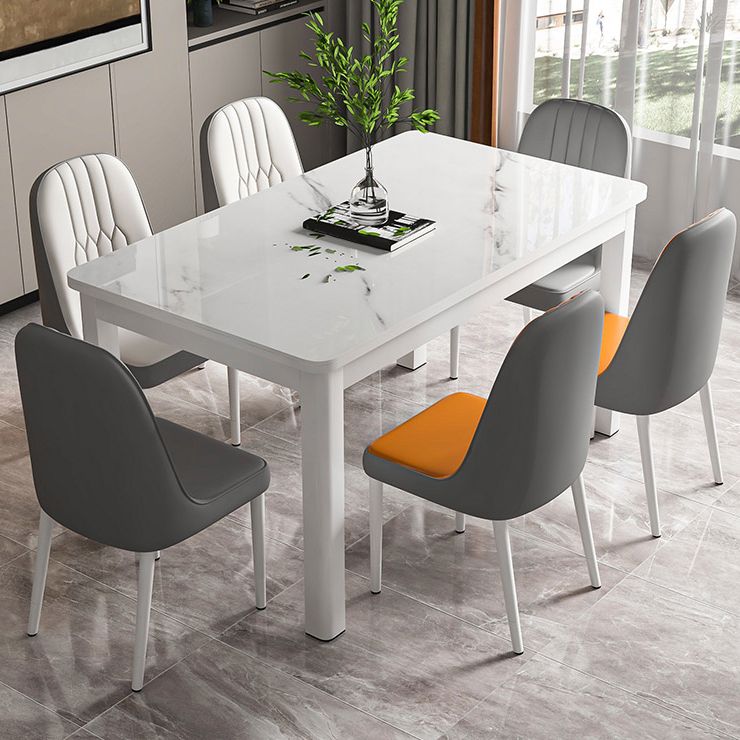 Modern Rectangular Glass Top Dining Table with White and Black 4 Foot