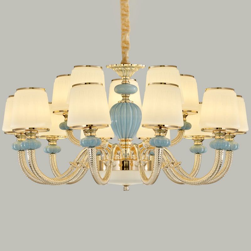 Cabina de la sala de estar de barril Cerámica de vidrio esbelto colgante de suspensión de cerámica en azul