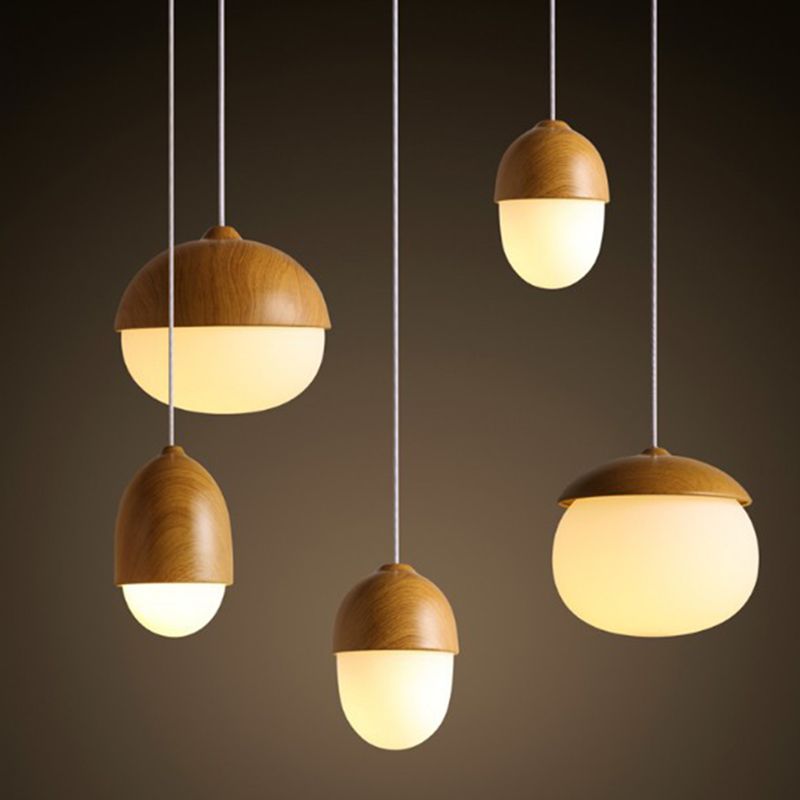 1-Light Pendant Light Modern Style Geometric Shape Lighting Pendant with Glass Shade