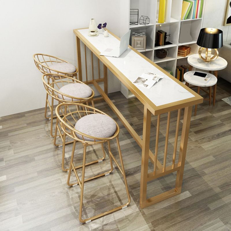 Modern Bar Height Table Faux Marble Top Bistro Table with Gold Base