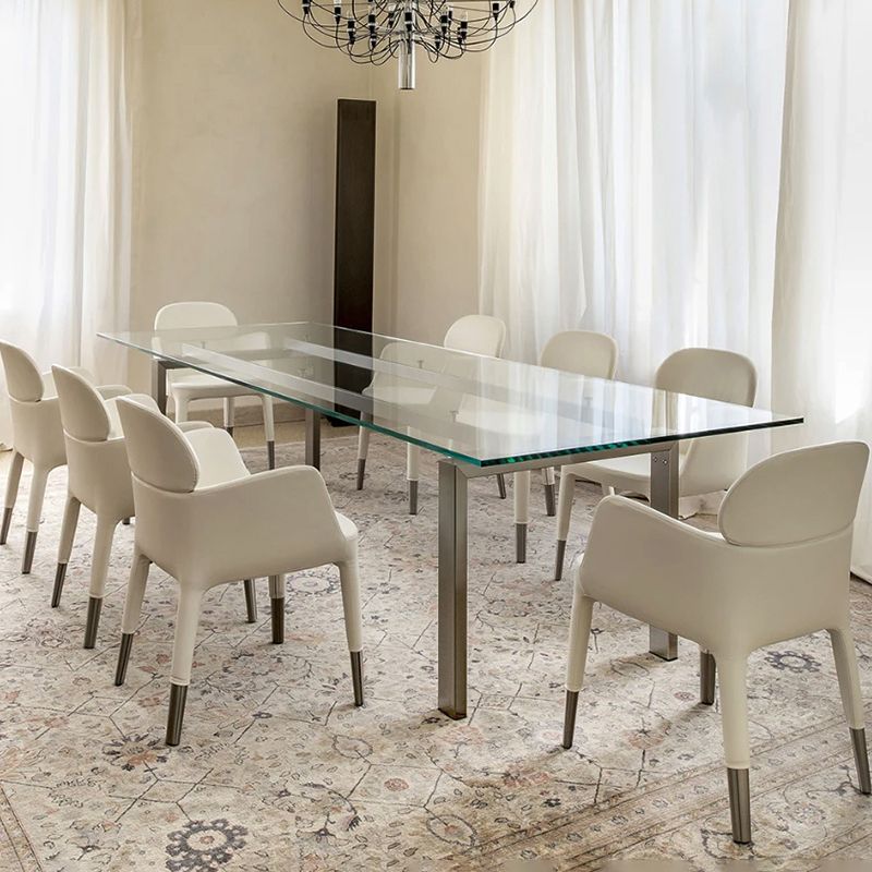 Leather Parsons Arm Chair Indoor Dining Chair for Dining Room