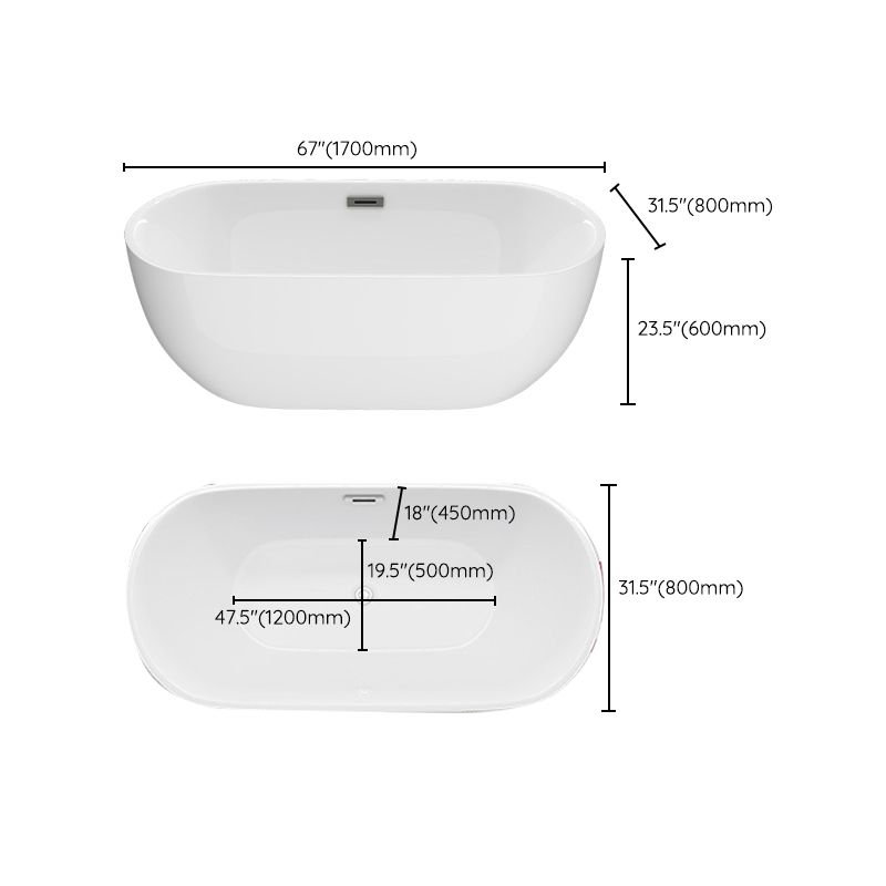 Contemporary Soaking Bathtub Acrylic Rectangular Tub for Home
