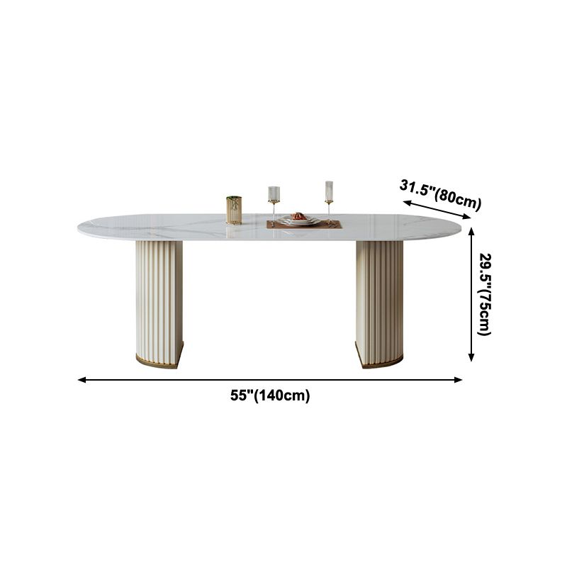 Oval Double Pedestal Dining Table Traditional Luxury Stone Furniture