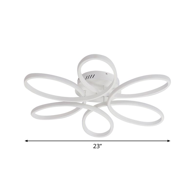 White Blossom Flush-Mount Light Fixture Modern Acrylic 23/29 Inches Wide LED Ceiling Lamp in Warm/White Light for Living Room