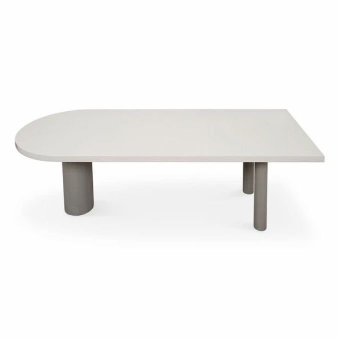 Freiform-Esstisch im minimalistischen Stil, fester Weißton-Tisch mit 3 Beinen