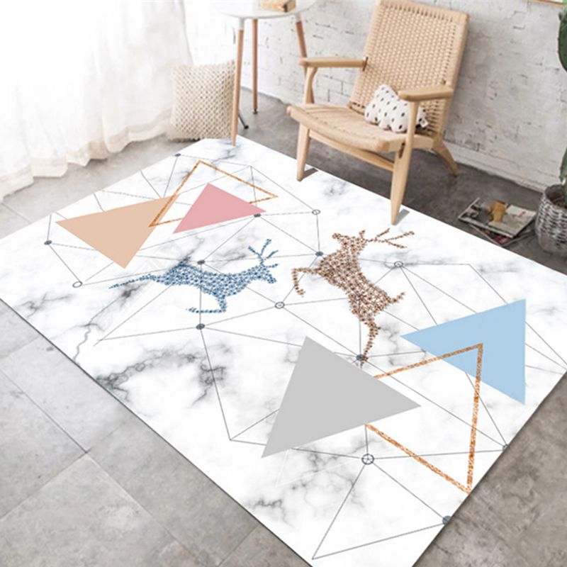 Grey Modern Area Carpet Geometric Pattern Polyester Area Rug Anti-Slip Washable Rug for Home Decor