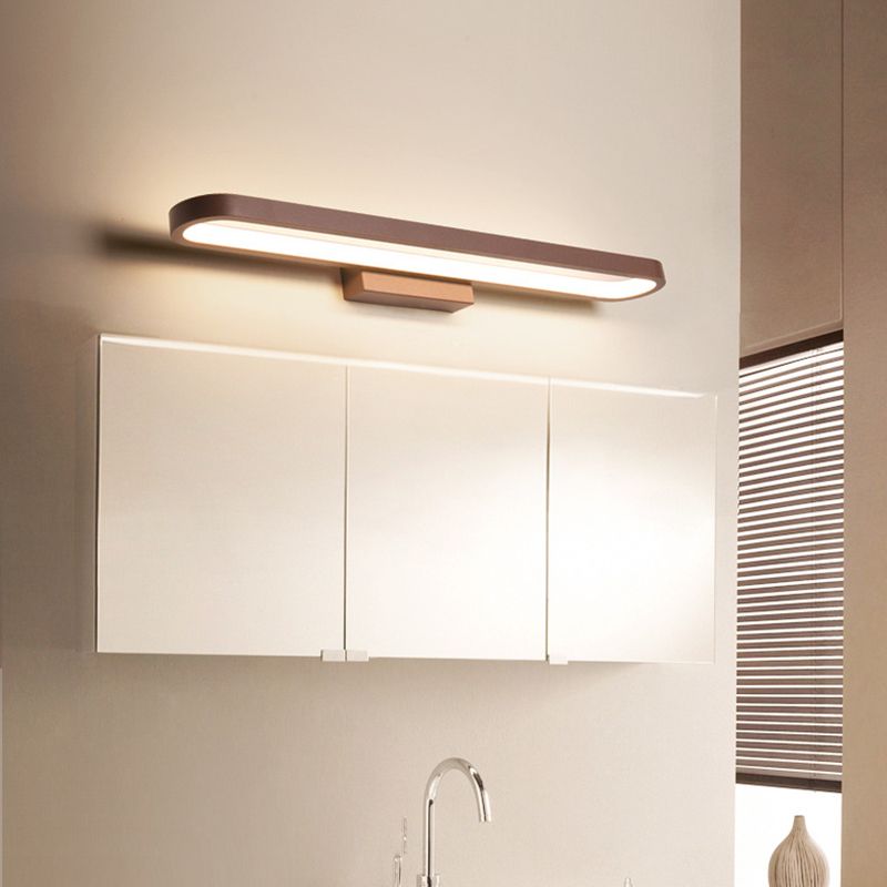 Contemporary LED Mirror Lamp Brown Metal Vanity Wall Light Fixtures for Bathroom