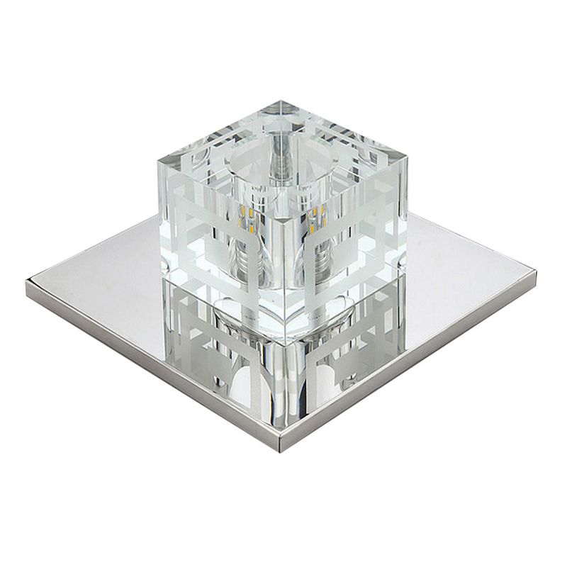 Plafonnier carré de style moderne, montage encastré en cristal avec trou de 2 à 3.5 pouces de diamètre