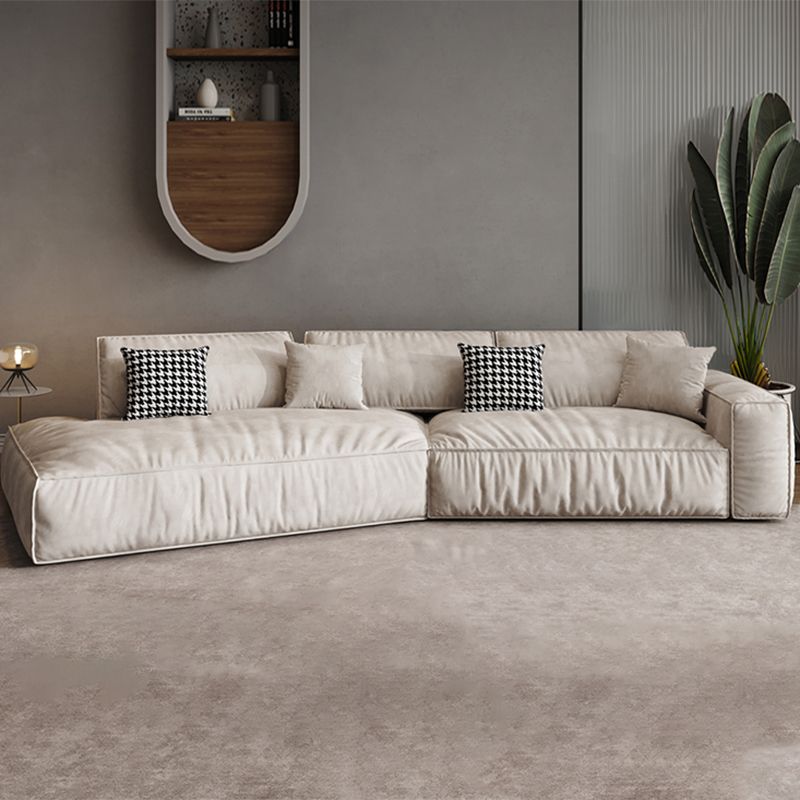 Single Side Armrest with Pillow Back Sofa Bed Cream Cloth Art Sofa