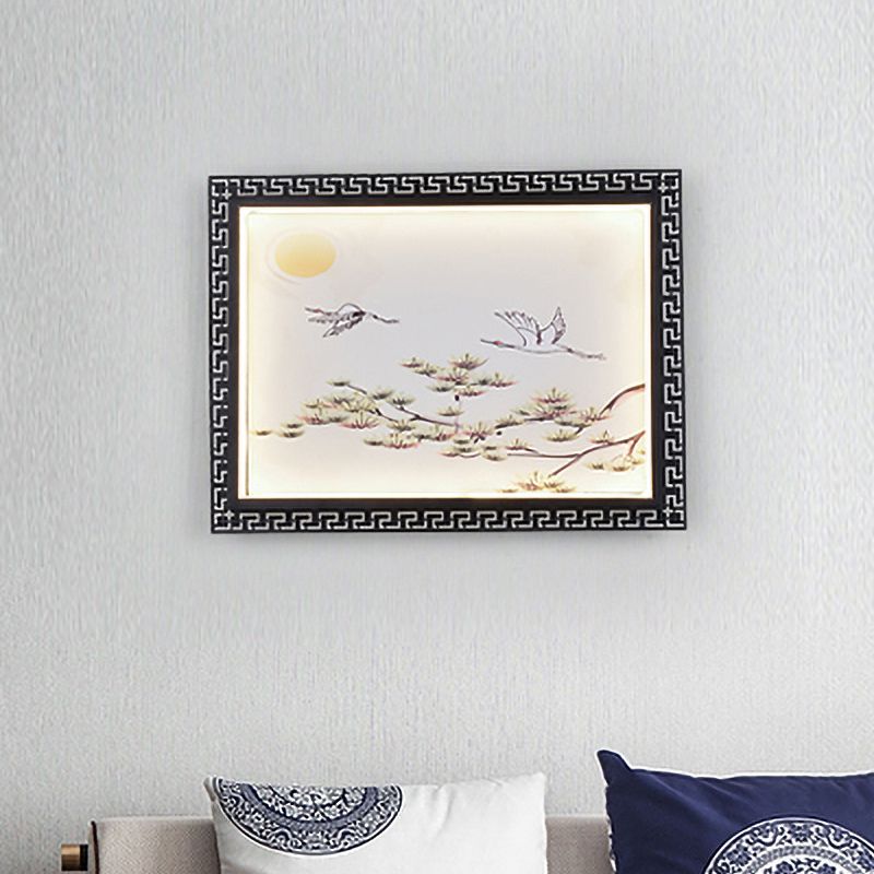 Rectangle noir Flush Wall Sconce Asia Aluminium LED Mural lampe pour décoration de chambre