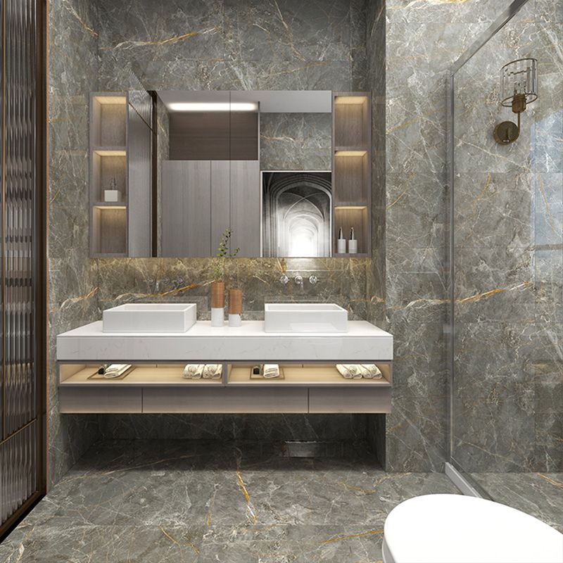 Square Glossy Straight Edge Singular Tile Solid Floor Tile for Living Room