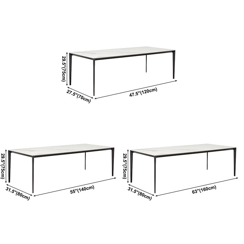 Rectangle Home Dining Table Sintered Stone Metal Frame Table with Four-leg