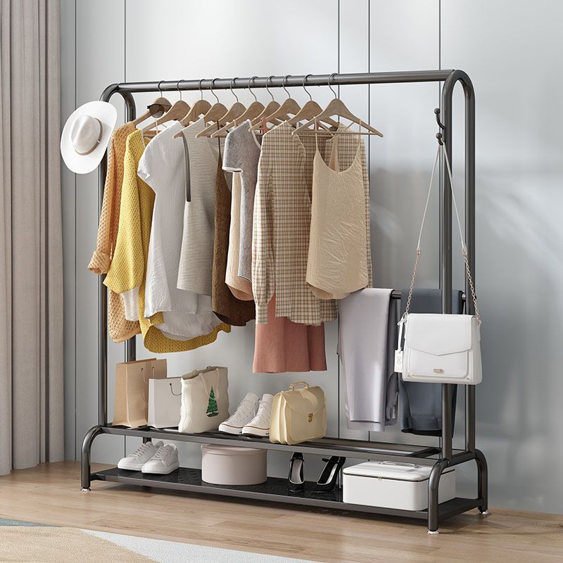 Modern Hall Tree Metal 2 Hooks No Distressed Coat Hanger with Storage Shelving