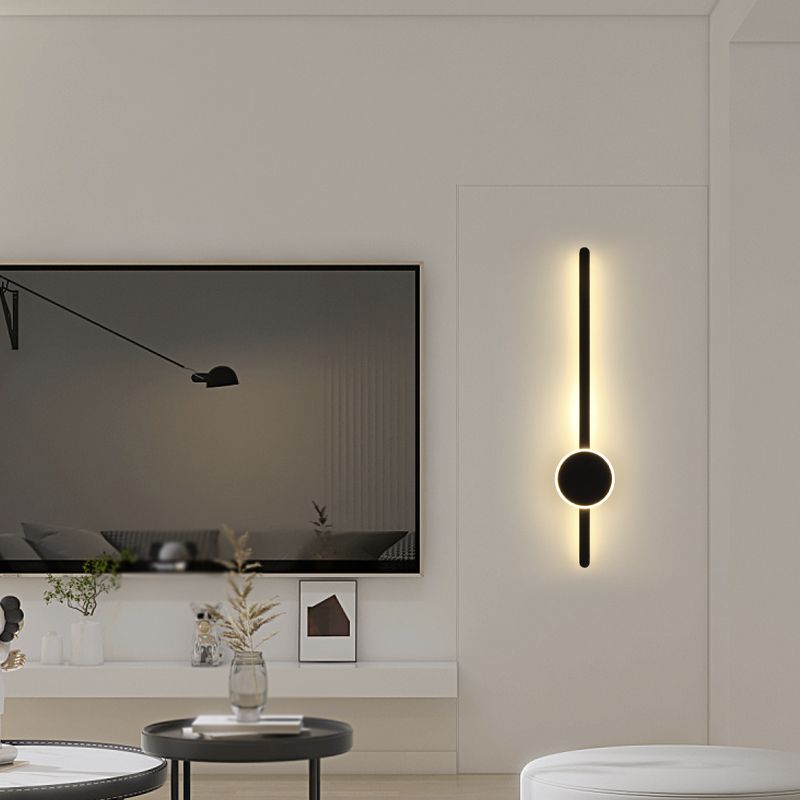 Linear Shape Metal Wall Lighting Modern Style 2 Lights Wall Mounted Light in Black