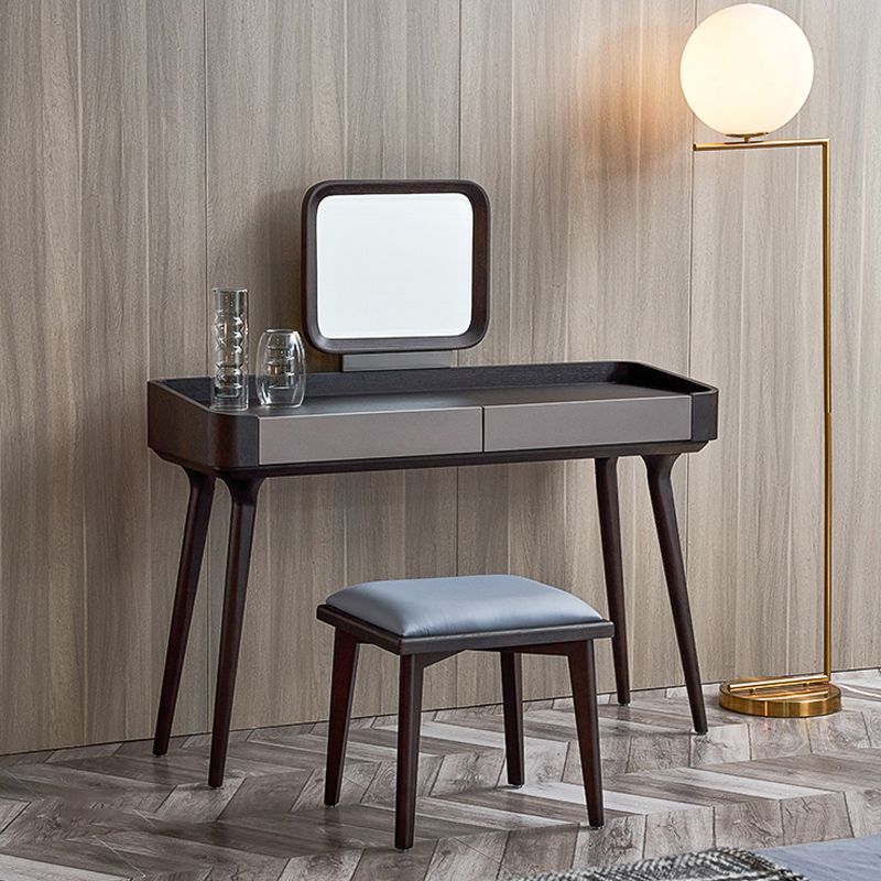 Contemporary Solid Wood Make-up Vanity With Drawers and Stool for Bedroom