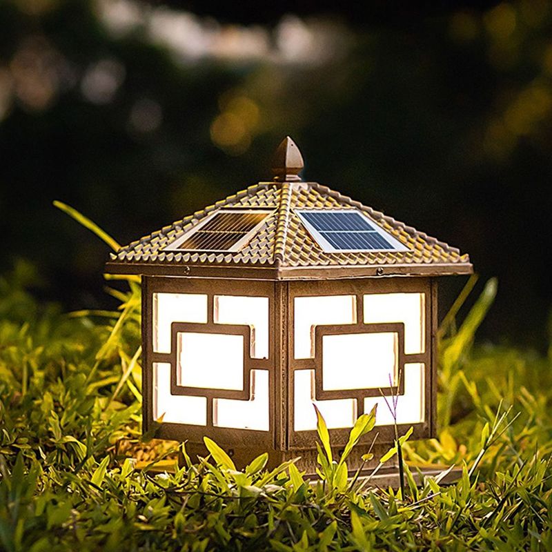 Contemporary Square Shape Waterproof Pillar Light with Metal for Courtyard