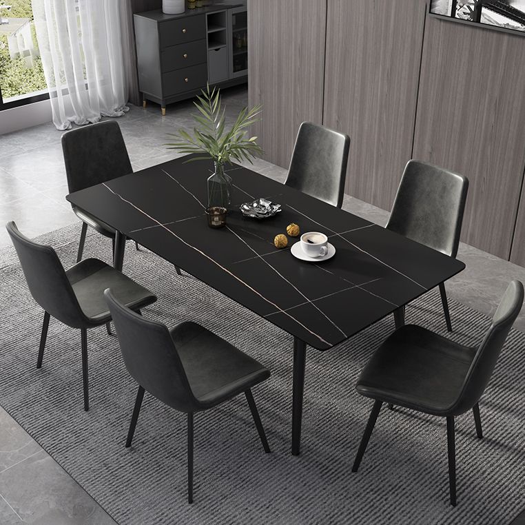 Industrial Style Sintered Stone Dining Table Rectangle Table with 4 Legs for Dinning Room