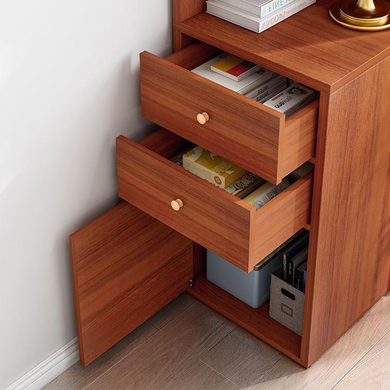 Contemporary Vertical Book Shelf Engineered Wood Closed Back Bookcase