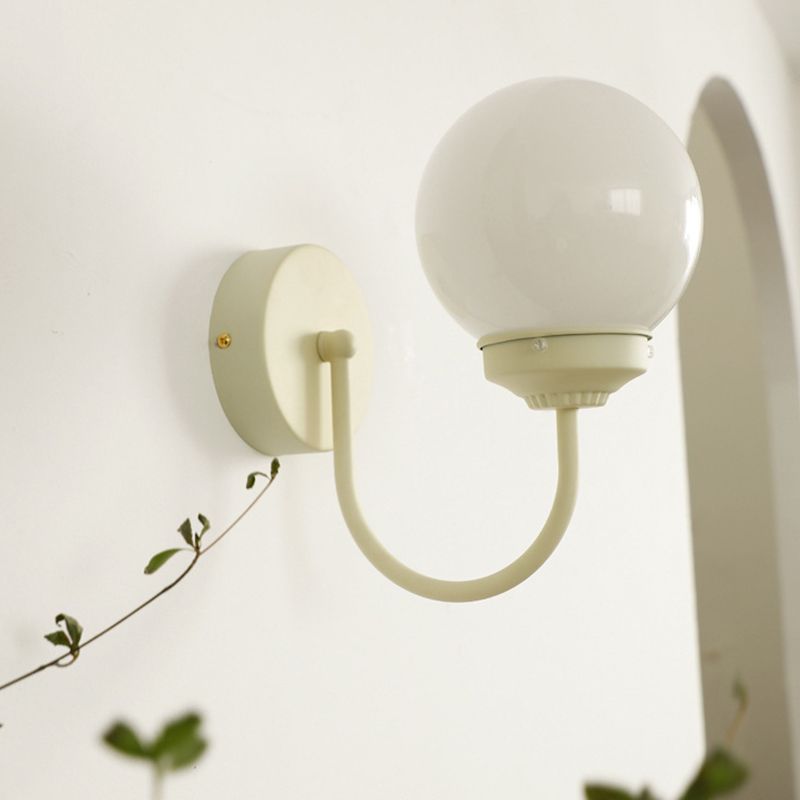 Household Wall Light Fixture Metallic Wall Light Sconce with Glass Shade for Bedroom