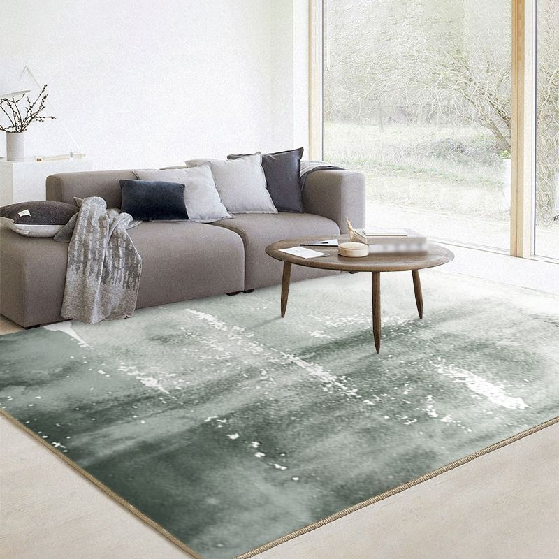 Gray Indoor Rug Trendy Polyester Area Rug Stain Resistant Carpet for Living Room