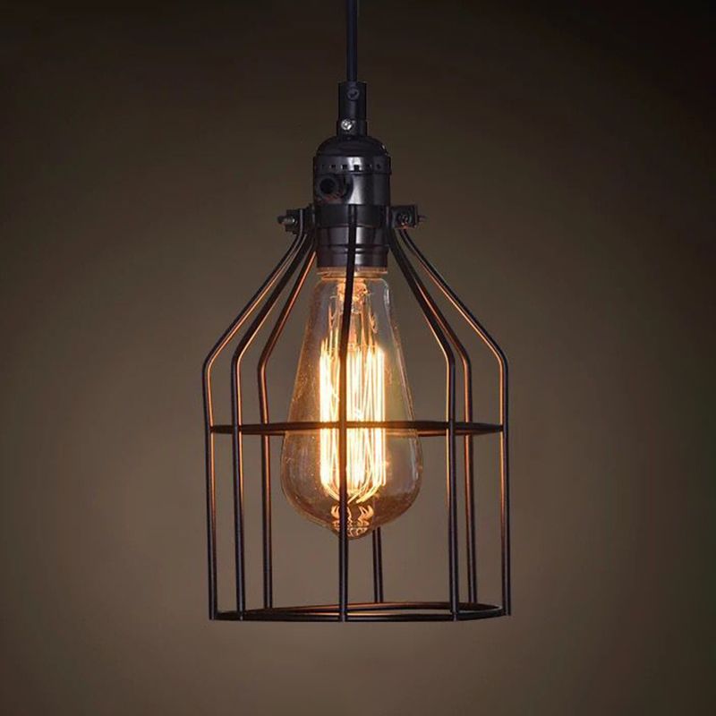 1 licht gekooide hangende verlichtingsarmaturen retro industriële stijl metallic hangende hanglampen voor bar