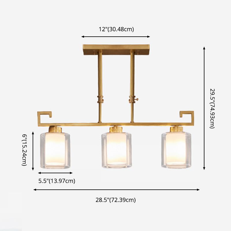 Cilinder Island Lighting Glass Contemporary Simplicity Fishting a sospensione per il ristorante