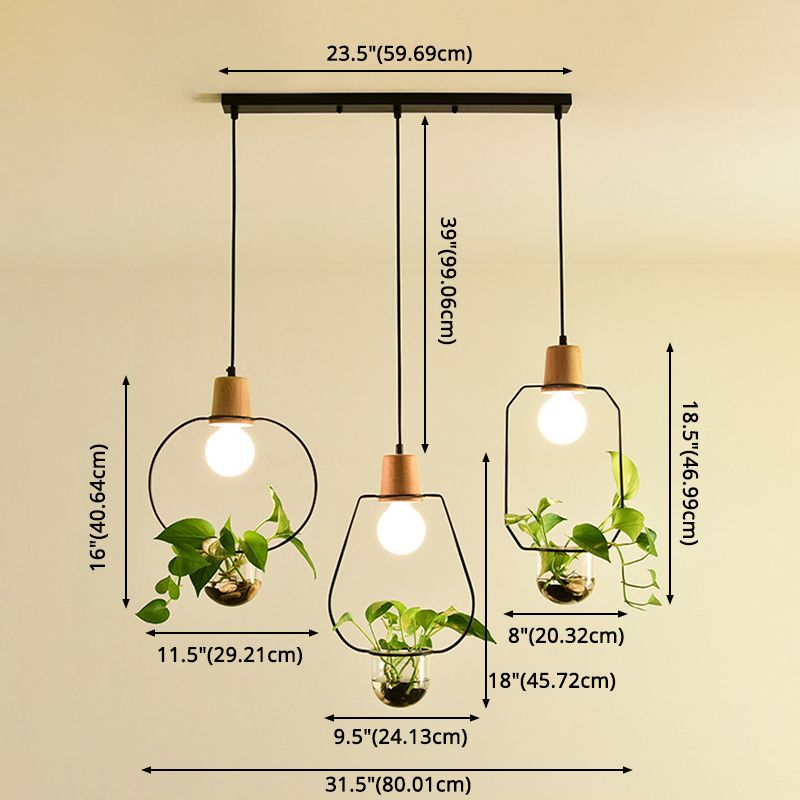 Metal Hanging Pendant Light Industrial Style Geometric Dinning Room Pendant Light Fixture