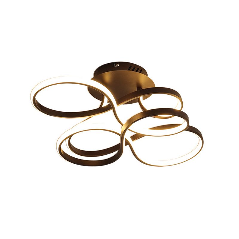 Metallic Twisted Line Flush Mount Simplicity White/Brass/Gold LED Close to Ceiling Lighting, White/3 Color Light