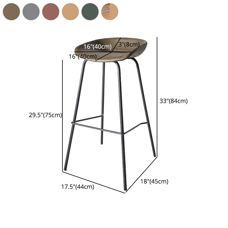 Contemporary Matte Finish Leather Barstool Low Back Home Stool
