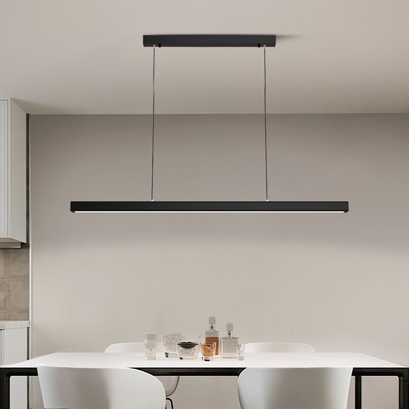 Luci a sospensione contemporanea per l'illuminazione dell'isola lineare dell'isola della cucina in nero