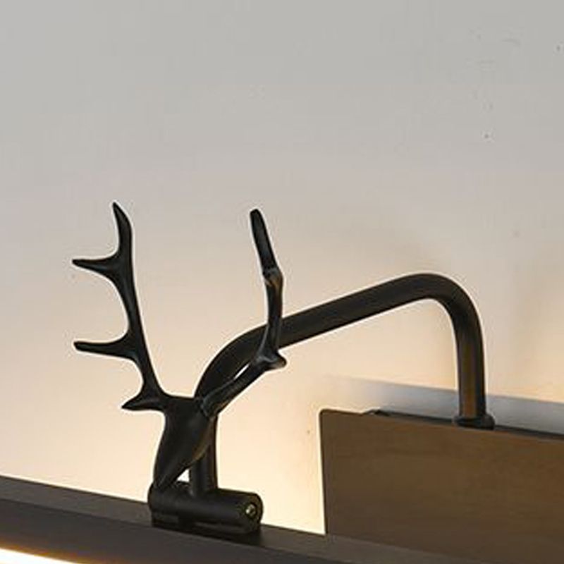 Metal Linear Wall Light Modern 1-Light Mirror Wall Mount Light in Black