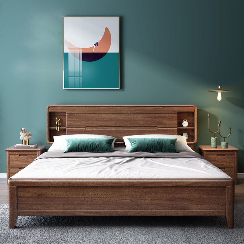 Scandinavian Solid Wood Storage with Headboard Rectangular Bed Frame