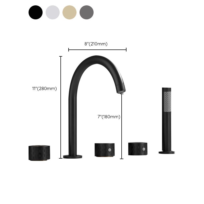 Contemporary Deck Mounted Copper Tub Faucet Low Arc Roman Tub Faucet Set