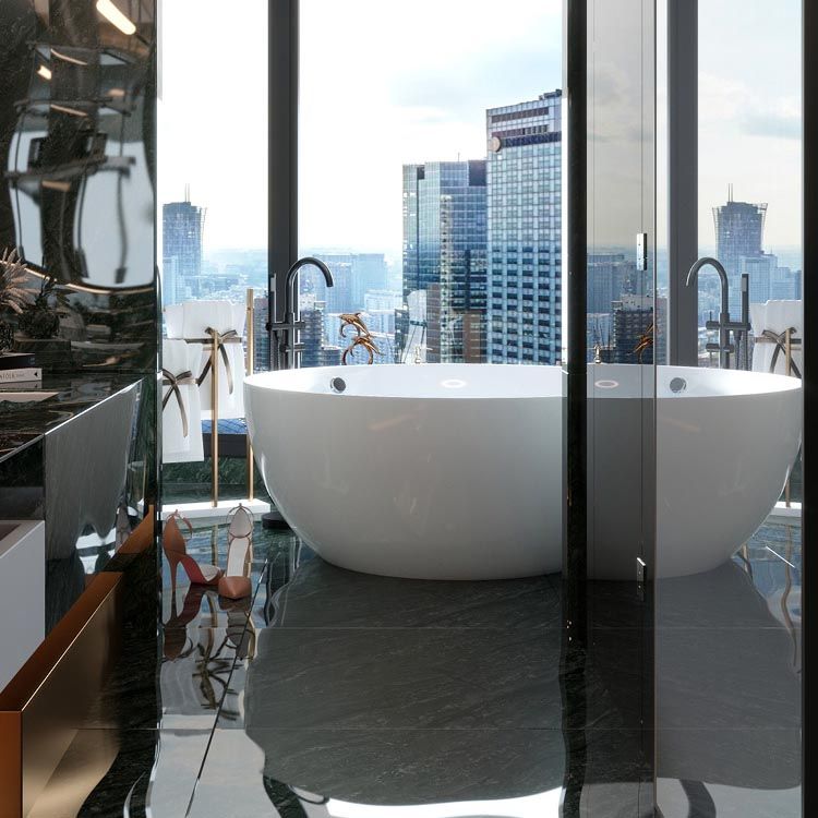 Modern Acrylic Bathtub Round Freestanding Tub for Home and Hotel