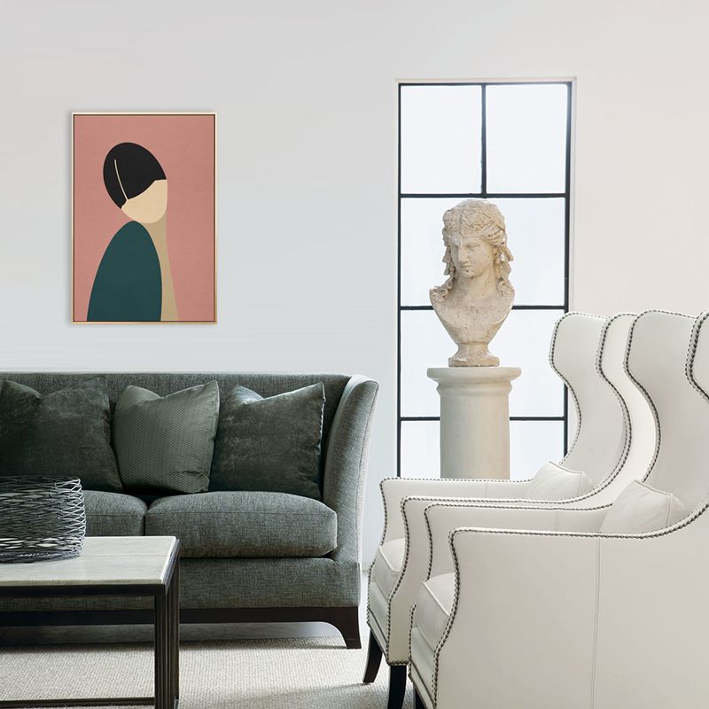 Nordic Style Standing Figure Canvas in Light Color Textured Painting for Bathroom