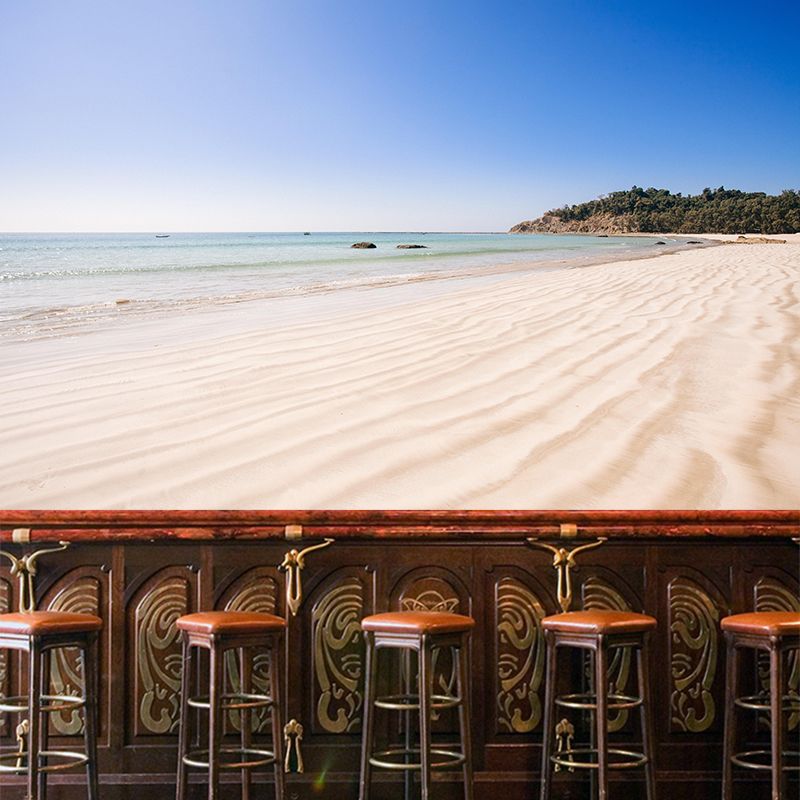 Sandy Beach Coast Wallpaper Mural Contemporary Wall Covering for Bathroom