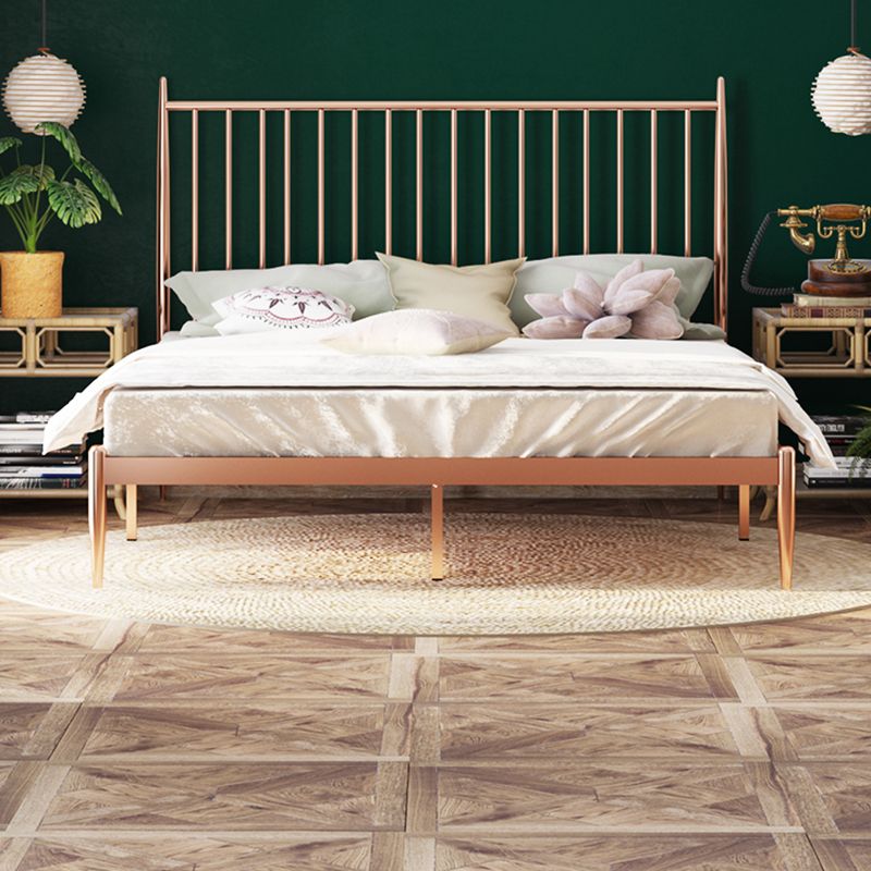 Glam Solid Color Open-Frame Bed Metal Open-Frame Bed with Headboard