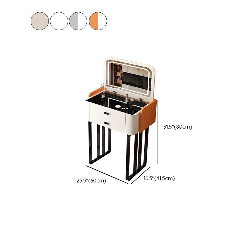 Contemporary Glass Makeup Counter Bedroom Make-up Vanity with Lighted Mirror