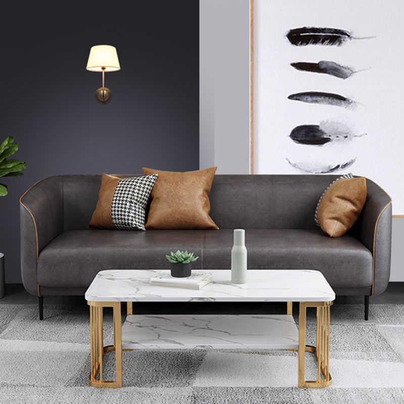 Modern Faux Leather Standard Sofa Tuxedo Arm Living Room Sofa
